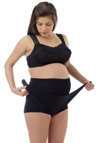 Underworks Braga de apoyo ajustable para maternidad – Cinturón de embarazo de fácil ajuste para soporte firme del vientre – Algodón – Alivia el Negro