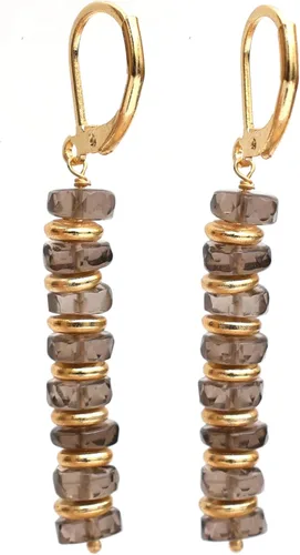 Miniatura 9 de Pendientes colgantes de cuentas naturales ligeros hechos a mano con cristales de joyería hipoalergénica sin manchas chapados en oro, joyería