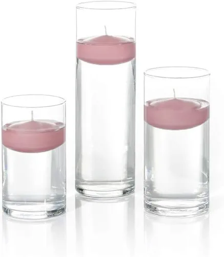 Miniatura 30 de yummi Juego de 18 velas flotantes y jarrones cilíndricos - Borgoña
