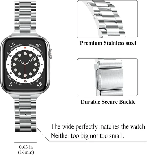 Miniatura 4 de Correa para Apple Watch de 1.496 pulgadas, 1.575 pulgadas, 1.614 pulgadas, 1.654 pulgadas, 1.732 pulgadas, 1.772 pulgadas, con cubierta facial