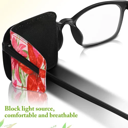 Miniatura 6 de Sosation 10 parches oculares para adultos ojo derecho izquierdo, parche ocular para gafas, estilos mixtos