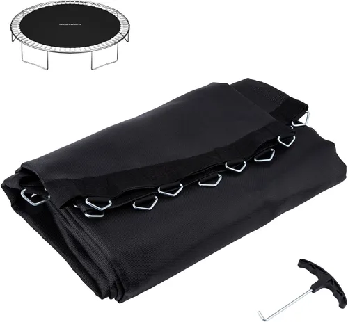 Miniatura 6 de NONMON Tapete de repuesto para cama elástica para trampolín redondo de 12, 14 y 15 pies, con ganchos en V, resistente a los rayos UV, con gancho