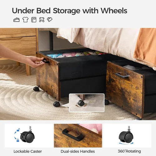 Miniatura 2 de FOUCSSOMEI Almacenamiento debajo de la cama con ruedas, contenedores de almacenamiento debajo de la cama, cajones debajo de la cama con marco
