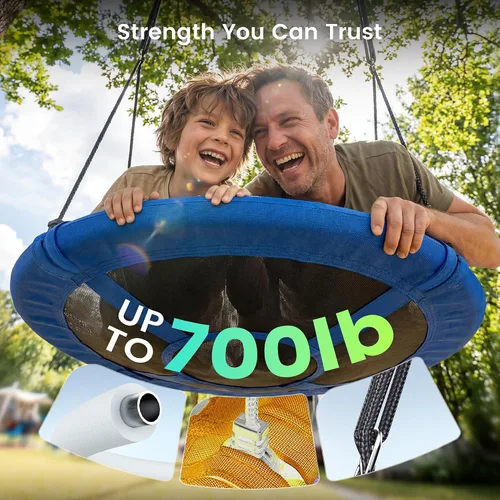 Miniatura 5 de Everyfun Columpio de Árbol Tipo Platillo de 43 pulgadas para Niños y Adultos, Capacidad de Peso de 700 libras, Columpio Platillo Volador Impermeable