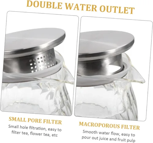 Miniatura 7 de Tapa de jarra de agua, tapa de filtro de acero inoxidable para jarra de vidrio, cubiertas de tapones de garrafa, reemplazo de agua de vidrio