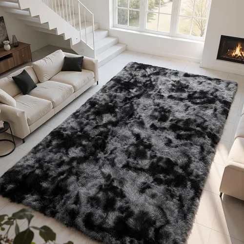 Miniatura 29 de Zentavio Alfombras de área para sala de estar, alfombras grises para dormitorio, alfombra de 4 x 6, alfombra mullida, peluda y suave, shag estética