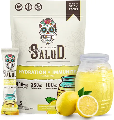 Miniatura 19 de Paquetes de Hidratación 2-en-1 Salud + Polvo de Electrolitos para la Inmunidad, Margarita de Sandía - Mezcla para Bebida de Agua Fresca, Baya