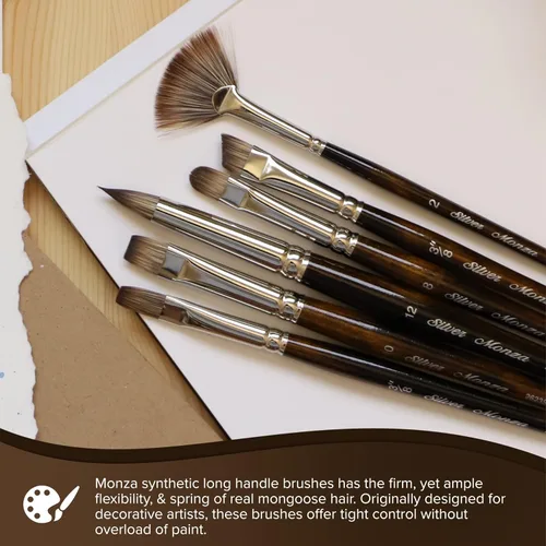 Miniatura 5 de Silver Brush Limited 26104 Monza Cats - Pincel de lengua para pinturas al óleo y acrílicas, tamaño 4, mango largo