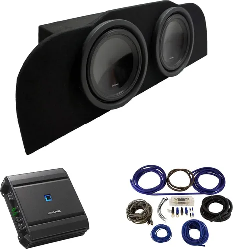 American Sound Connection Compatible con 2003-2015 Infiniti G35 Coupe Alpine SWT-10S4 Subwoofer Dual 10" Subbox Enclosure con amplificador S-A60M y