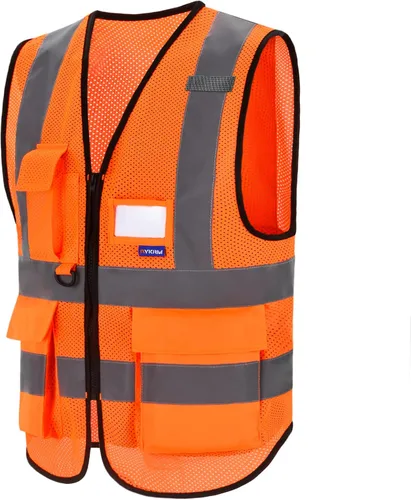 Miniatura 6 de A-SAFETY Chaleco reflectante de seguridad de malla de alta visibilidad con bolsillos y cremallera, chaleco de seguridad reflectante Hi Vis Viz