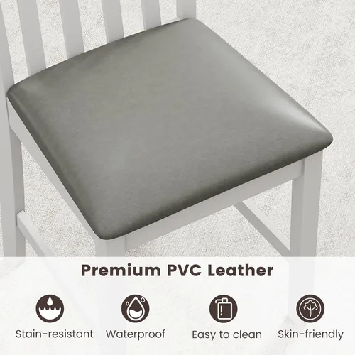 Miniatura 4 de Giantex Juego de 4 sillas de comedor de madera, sillas de cocina tapizadas de piel sintética con patas de madera de goma, respaldo curvo, asiento