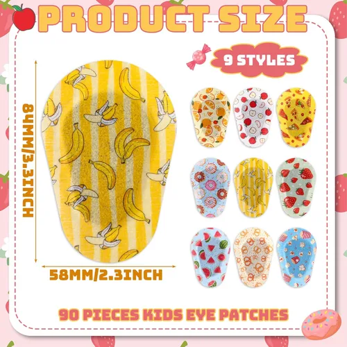 Miniatura 2 de Toulite 90 parches adhesivos para ojos para niños y niñas, sin látex, desechables, lindos vendajes adhesivos para ambliopía, bloqueo de luz, ojo