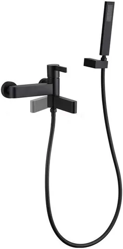 Miniatura 5 de Brass Matte Black Shower System Bathroom Bath Faucet Mixer Tap with Hand Shower Head Set Wall Mounted Shower Faucet, A,A
