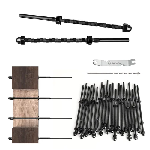 Miniatura 56 de Muzata Paquete de 10 accesorios de barandilla de cable negro de 1/8 pulgadas, tensor roscado a mano para poste de metal de 2 x 2 pulgadas, sistema