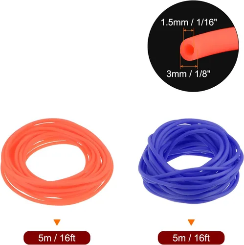 Miniatura 2 de HARFINGTON Tubo hueco de goma de 16 pies 1/8 pulgadas de diámetro y 1/16 pulgadas de orificio de silicona para hacer joyas, collares, pulseras