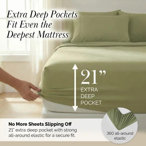 Miniatura 132 de Southshore Fine Living, Inc. Juego de 7 piezas de sábanas King divididas para cama ajustable, juego de sábanas King divididas con bolsillo de 21