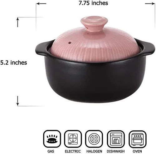 Miniatura 2 de Kitchen Flower Lucia - Olla de cocina de porcelana esmaltada natural (rosa azúcar, 33.8 fl oz)