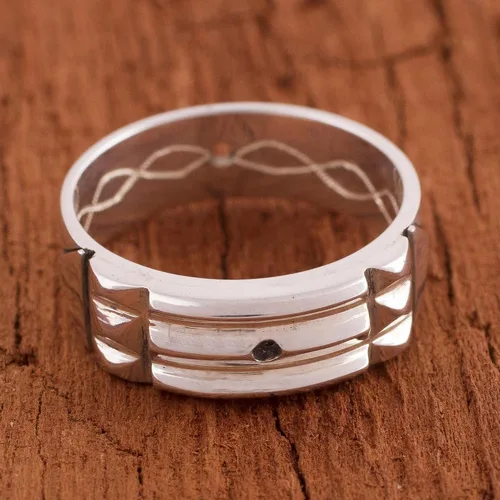 Miniatura 5 de NOVICA Artisan Handmade .925 Sterling Silver Band Ring Atlantis from Peru 'Atlantis Power