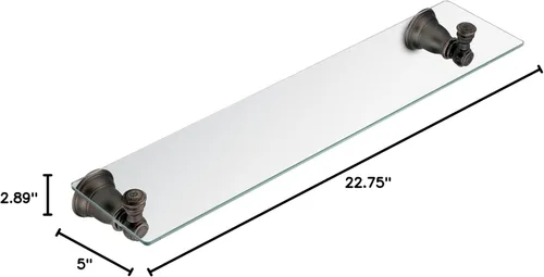 Miniatura 2 de Moen YB5490ORB Kingsley - Estante decorativo de cristal para tocador de baño, 20 pulgadas de ancho x 5 pulgadas de profundidad, bronce aceitado Oil