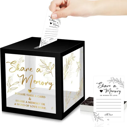 Miniatura 9 de Pajean - 50 tarjetas de memoria para celebrar la vida, caja de tarjetas con ventanas transparentes, caja de memoria para funeral, boda, cumpleaños