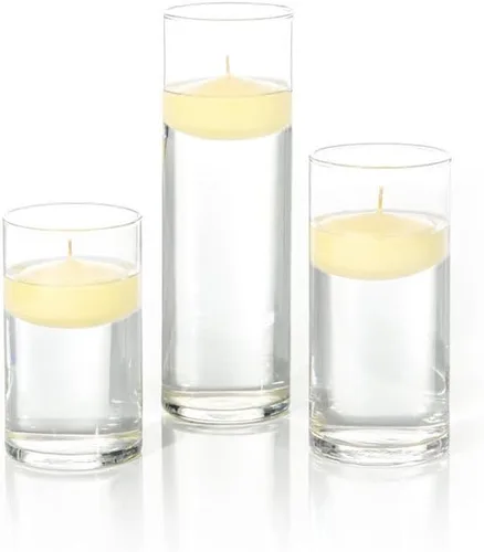 Miniatura 11 de yummi Juego de 18 velas flotantes y jarrones cilíndricos - Borgoña