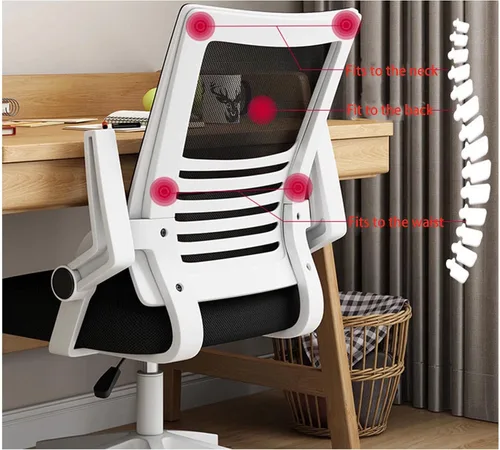 Miniatura 5 de Silla de escritorio ergonómica con ruedas, silla de oficina en casa, silla de computadora de malla con soporte lumbar, reposabrazos ejecutivo