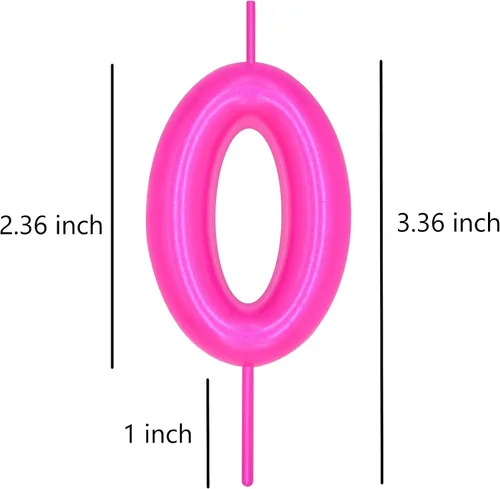 Miniatura 5 de DERVENTA Vela con números de 2.36 pulgadas, decoración perfecta para cumpleaños, brunch, postre, pastel, 1 pieza (número 0 rosa)