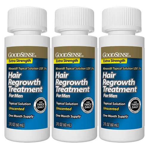 Miniatura 2 de GoodSense Minoxidil Solución tópica USP, 5 por ciento, tratamiento de recrecimiento del cabello para hombres, extra fuerte 6 onzas líquidas