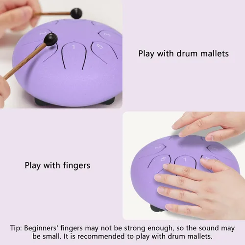 Miniatura 3 de Tambor de Lengua de Acero de 6 Pulgadas, 8 Notas, Instrumento de Percusión, Sonido de Tambor, Regalo para Familia y Amigos con Libro de Música