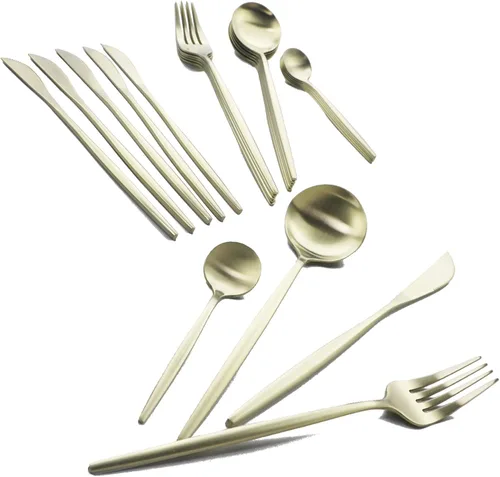 Miniatura 15 de JASHII Juego de cubiertos de acero inoxidable de 24 piezas, juego de cubiertos de servicio para 6, utensilios para cocina, aptos para lavavajillas