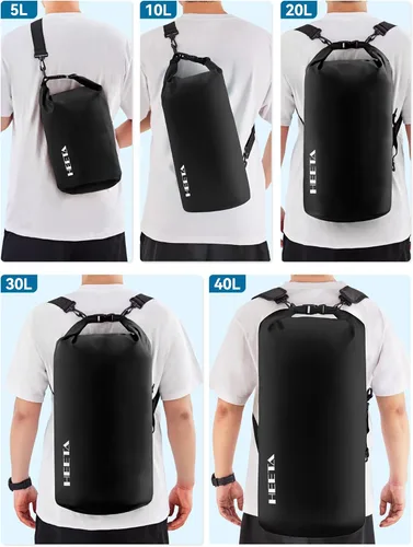 Miniatura 8 de HEETA - Bolsa seca impermeable para mujeres y hombres (versión actualizada) 5 L/10 L/20 L/30 L/40 L, bolsa de almacenamiento seca ligera con parte