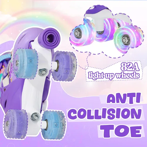 Miniatura 5 de SUPER YOUNGSTER Patines de ruedas ajustables con luces LED para niñas, diseño de unicornio para niñas de 4 a 6, 5 a 8, 8 a 12 años, patines
