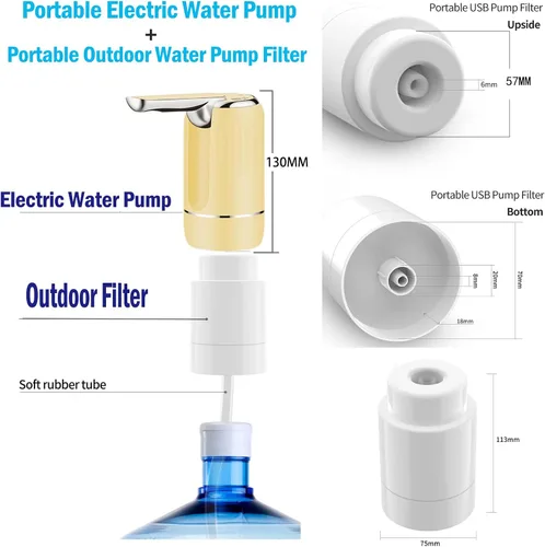 Miniatura 5 de CoolWAY Botella de agua eléctrica plegable de 2 a 5 galones con filtros reemplazables - Filtro de agua portátil para camping, al aire libre, hogar
