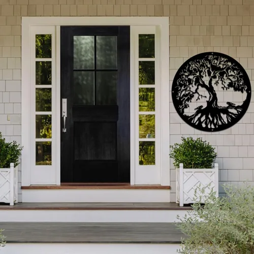 Miniatura 6 de Decoración de pared metálica de bienvenida con árbol de la vida 04, letrero de metal personalizado para montaje en pared, arte metálico, decoración