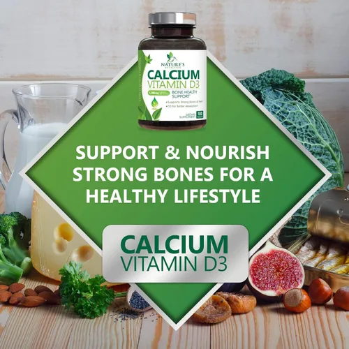Miniatura 7 de Suplemento de calcio con vitamina D3-1200 mg de calcio por porción con D3 para una mejor absorción - Apoya la salud inmunológica, huesos y dientes