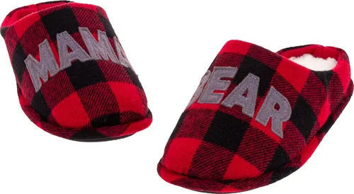 Pantuflas mullidas para mamá, Pappa, Lil Bear para mujeres, hombres y niños, zapatos de casa a cuadros para interiores y exteriores, suela dura,
