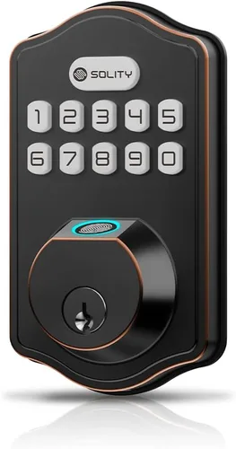 Miniatura 7 de Solity Cerradura electrónica digital inteligente, entrada sin llave, bloqueo automático, 50 códigos personalizados y huellas dactilares, fácil