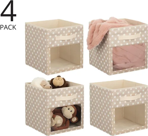 Miniatura 2 de mDesign Caja organizadora de tela para guardería/sala de juegos, organizador de armario, asa frontal/ventana para estanterías de muebles de cubo