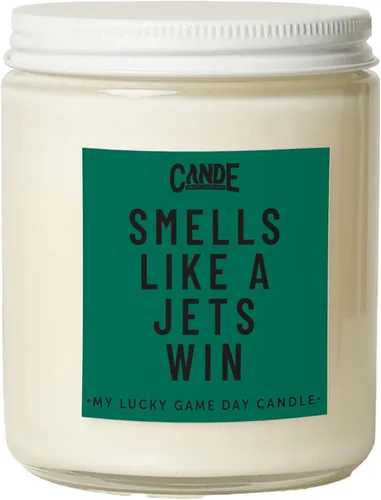 CE Craft - Huele como una victoria de los Jets - Vela con tema de fútbol, regalo de Nueva York (Iced Vanilla Woods)