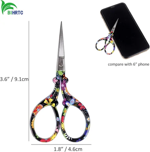 Miniatura 2 de BIHRTC Tijeras pequeñas de 3.6 pulgadas para bordar, de acero inoxidable, puntiagudas, para punto de cruz, herramienta de bricolaje para costura