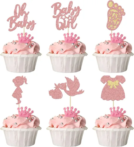 Miniatura 8 de Ephlyn 24 adornos azules para tartas con diseño de cisne, suministros de fiesta temática de baby shower, decoraciones para niños y niños, fiesta