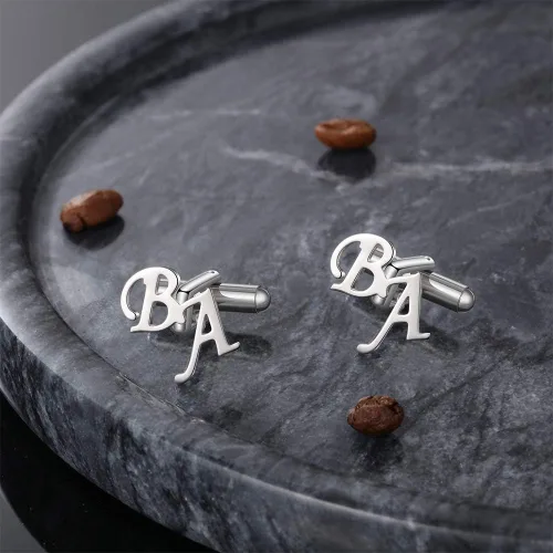 Miniatura 4 de Gemelos personalizados para hombre, acero inoxidable, fecha de nombre personalizada, para hombre, regalo de aniversario para el día del padre