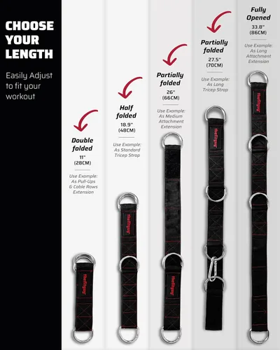 Miniatura 5 de THEFITGUY Correas de extensión de cable Desbloquea nuevos agarres y ejercicios 5 longitudes ajustables Resistente para accesorios de cables
