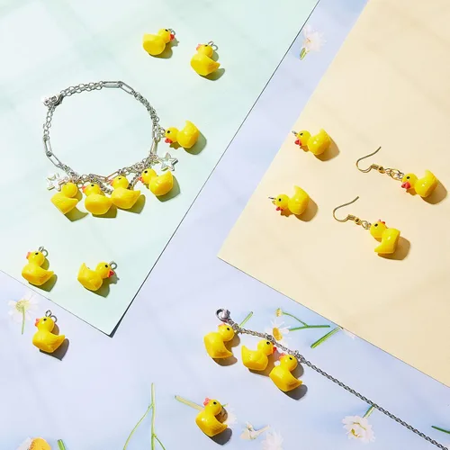 Miniatura 2 de Jetec 40 dijes de pato de resina, cuentas para mujeres adultas, fabricación de joyas, pulseras, collares, aretes, llavero, manualidades, regalos