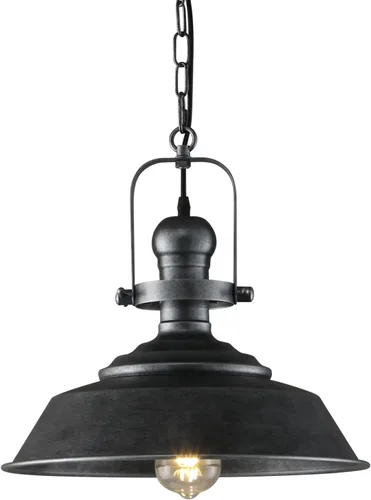 Lámpara colgante de granja negra plateada de 14.2 pulgadas para isla de cocina, lámpara de techo colgante industrial rústica con acabado pintado a