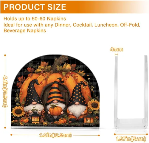 Miniatura 3 de Servilletero de otoño de gnomo negro para mesa, dispensadores de pañuelos acrílicos, servilleteros de cóctel para bodas, fiestas, eventos