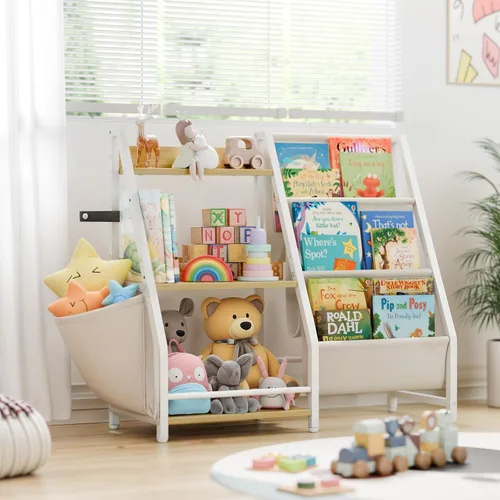 Miniatura 8 de LATIBELL Estantería infantil de 3 niveles y almacenamiento de juguetes, estantería Montessori para bebés, organizador de almacenamiento de juguetes