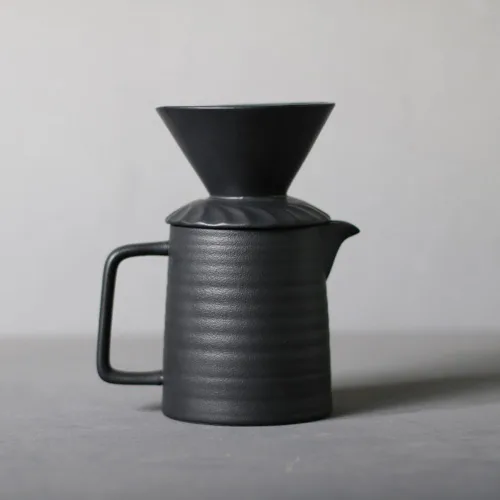 Miniatura 10 de Juego de cafetera negra hecha a mano, jarra de café de cerámica a prueba de calor ACM01B