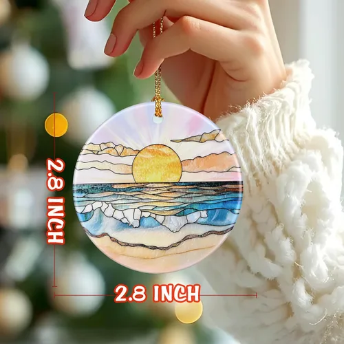Miniatura 2 de Adorno de puesta de sol de playa, adorno de Navidad, decoración de árbol de Navidad, decoración de vacaciones, relleno de calcetines, idea de regalo