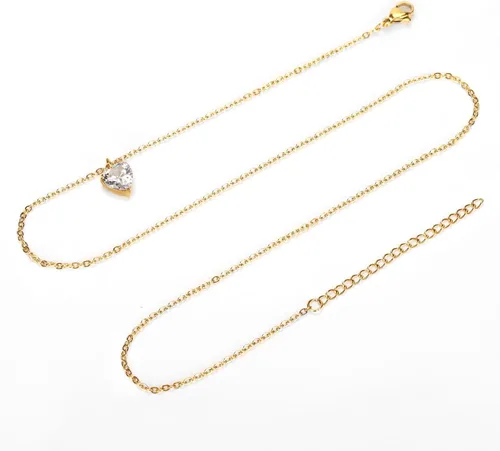 Miniatura 6 de 3 collares circulares de corazón con gotas de agua para mujer, collares delicados para mujeres, collares modernos de acero inoxidable